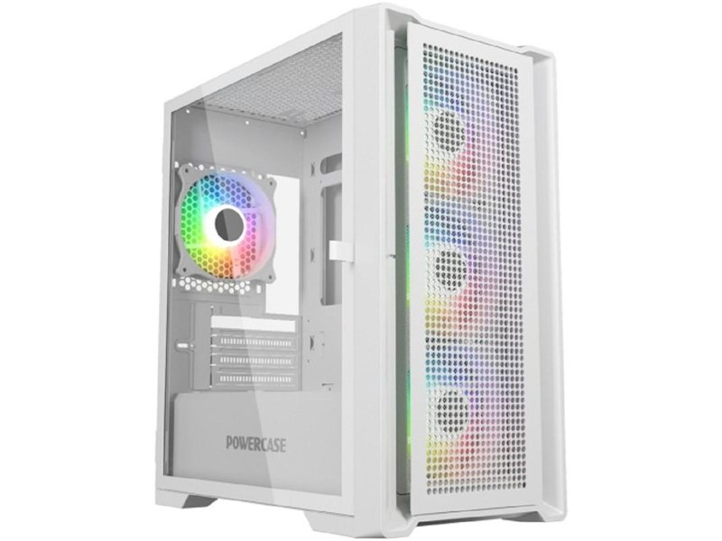 Powercase Alisio Micro X4W V2, Tempered Glass, 4х 120mm ARGB fans, ARGB HUB, белый, mATX (CAMCXW-A4)