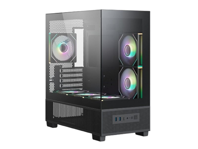 XASTRA Корпус Q500M 6ARGB-C10-UC Black mATX/Aquarium/Screewless/ 6x120mm ARGB PWM FM fans/Argb+PWM HUB 10port/ Type-C/ Q500M-6FM12A-C10-UC