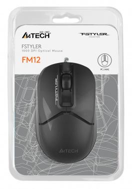 Мышь A4Tech Fstyler FM12 черный оптическая 1200dpi USB 3but (FM12 BLACK)