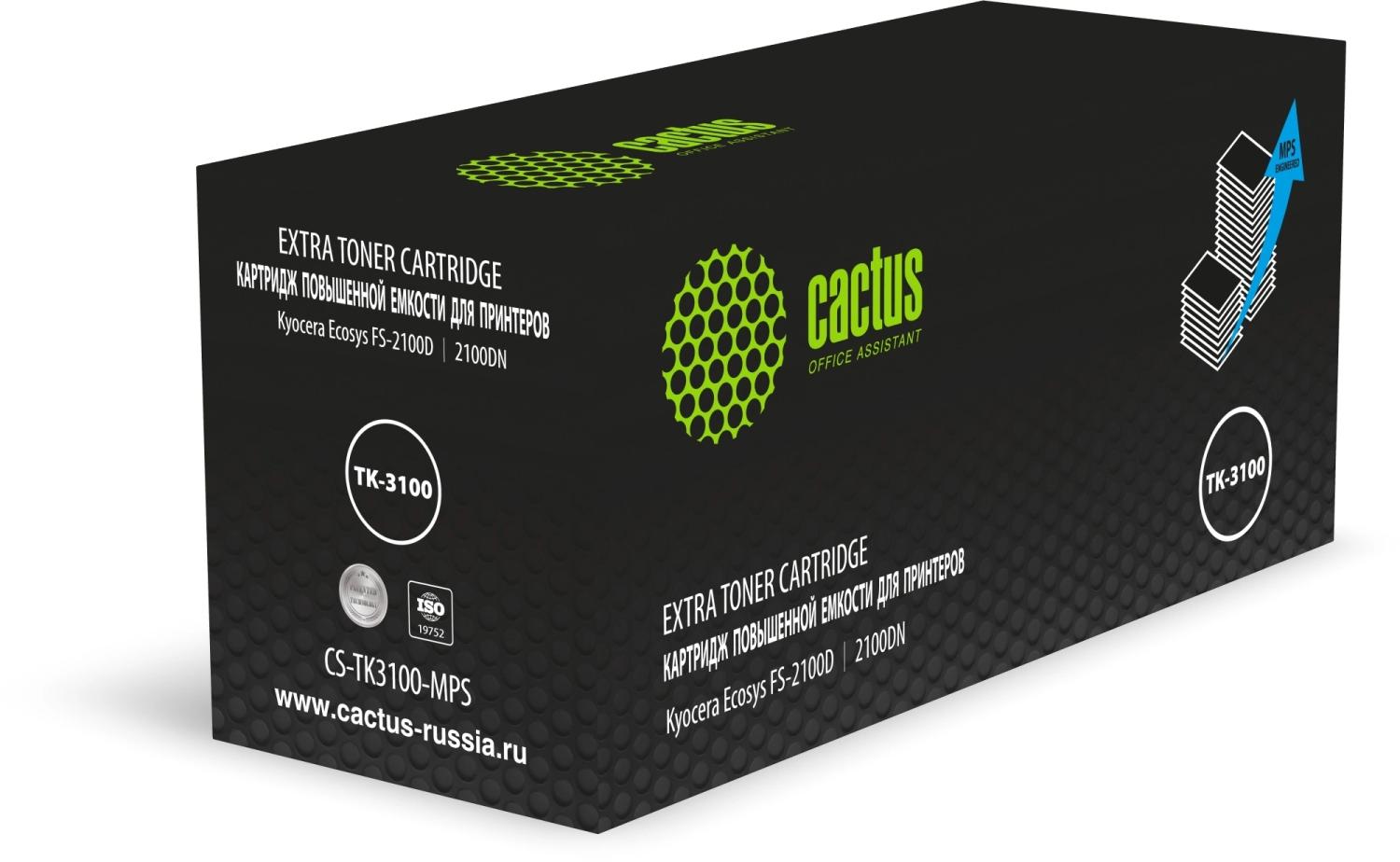 Картридж лазерный Cactus CS-TK3100-MPS черный (25000стр.) для Kyocera Ecosys FS-2100D/2100DN с чипом