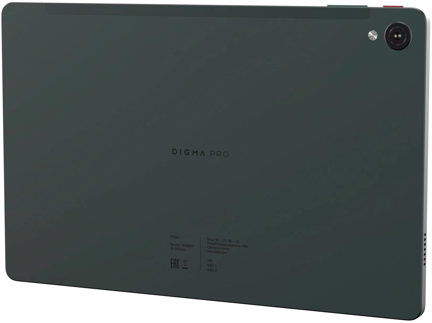 Планшет Digma Pro Pulse T616 (2.0) 8C RAM8Gb ROM256Gb 10.4" In-Cell 2000x1200 4G Android 14 темно-зеленый 13Mpix 5Mpix BT WiFi microSD 128Gb 7000mAh 500hrs
