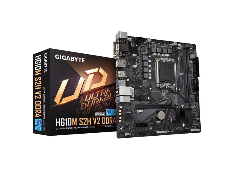 Материнская плата Gigabyte H610M S2H V2 DDR4 Soc-1700 Intel H610 2xDDR4 mATX AC`97 8ch(7.1) GbLAN+VGA+DVI+HDMI+DP