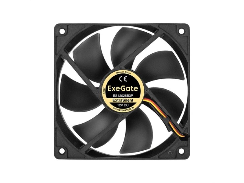 Exegate EX295243RUS Вентилятор 12В DC ExeGate ExtraSilent ES12025B3P (120x120x25 мм, 2-Ball (двойной шарикоподшипник), 3pin, 1850RPM, 30dBA)