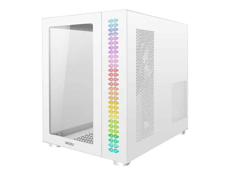 Ginzzu V560 RGB подсветка, закаленное стекло 1*USB 3.0,1*USB 2.0, AU Белый ATX