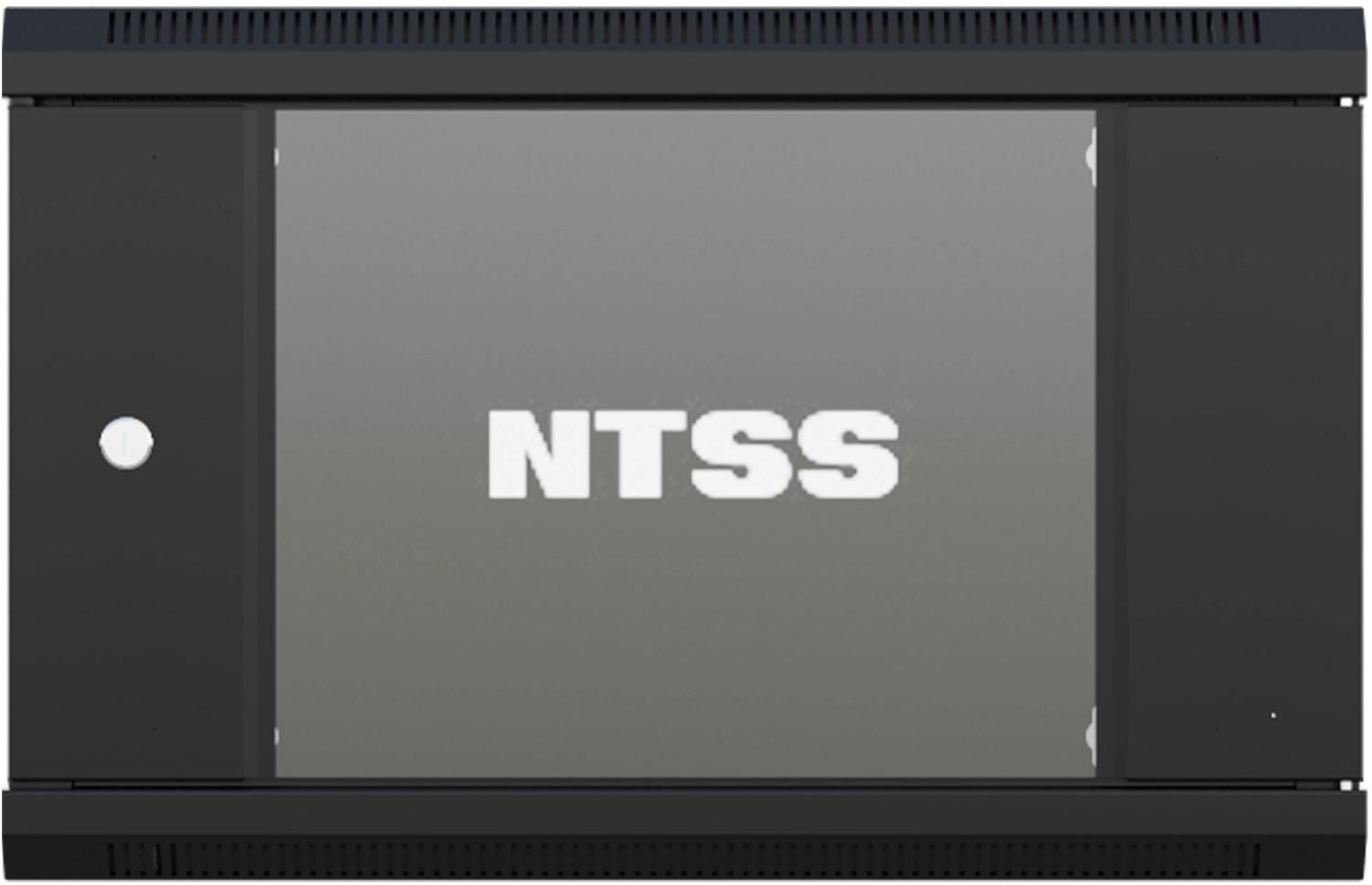 Шкаф коммутационный NTSS (NTSS-W6U6060GS-BL) настенный 6U 570x600мм пер.дв.стекл 60кг черный 500мм 18.8кг 220град. 370мм IP20 сталь