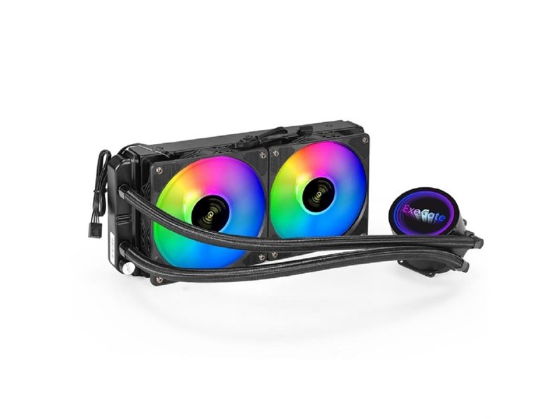 Exegate EX293457RUS Комплект водяного охлаждения ExeGate BlackWater-240V2.PWM.RGB (RGB подсветка, LGA2066/2011/1366/1150/1151/1155/1156/1200/1700/AM4/FM1/FM2/FM2+/AM2/AM2+/AM3/AM3+, TDP 220W, Fan 120m