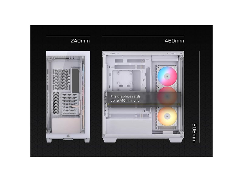 Корпус без блока питания/ Case Corsair 3500X RS-R ARGB, Midi-Tower, TG, 3x120mm ARGB, 2xUSB-A 3.2, 1xUSB 3.2 Type-C, E-ATX, ATX, mATX, mITX White
