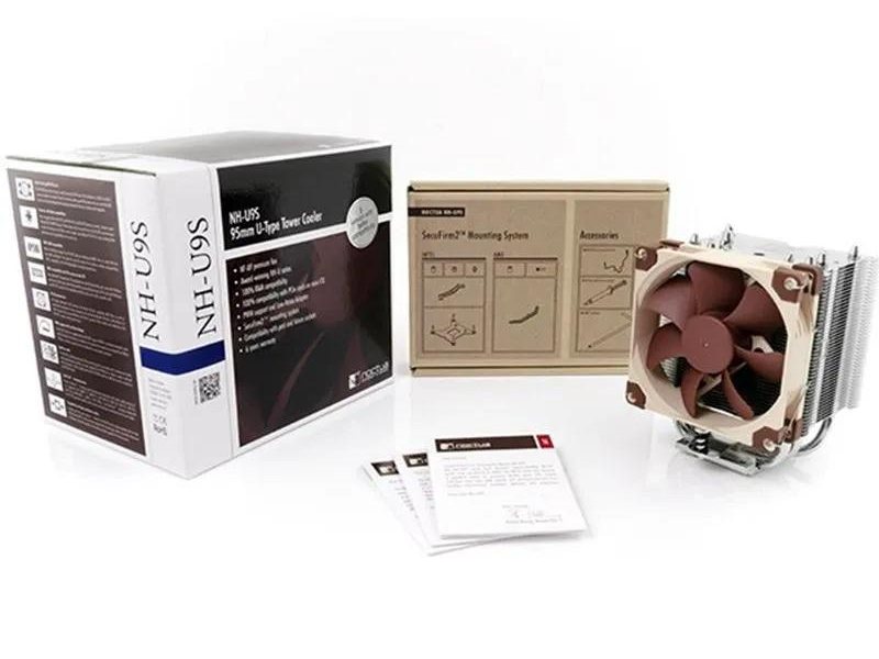 Кулер для процессора/ CPU Cooler Noctua NH-U9S (140W, 4-pin PWM, 125mm, Al/Cu, 5x6mm, 1x92x92x25mm, 46.44CFM, 22.8dBA, 2000RPM, S: 1851/1700/1200/115X, AM5/AM4, Beige/Brown)