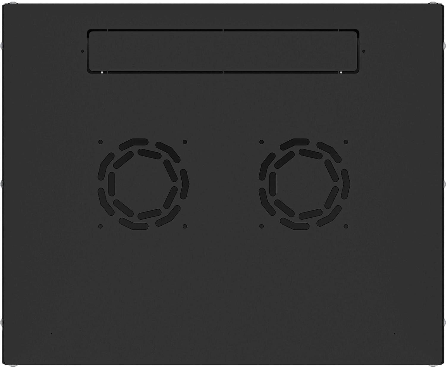 Шкаф коммутационный NTSS Lime (NTSS-WL9U5545GS-BL) настенный 9U 550x450мм пер.дв.стекл несъемн.бок.пан. 30кг черный 370мм 12кг 110град. 500мм IP20 сталь