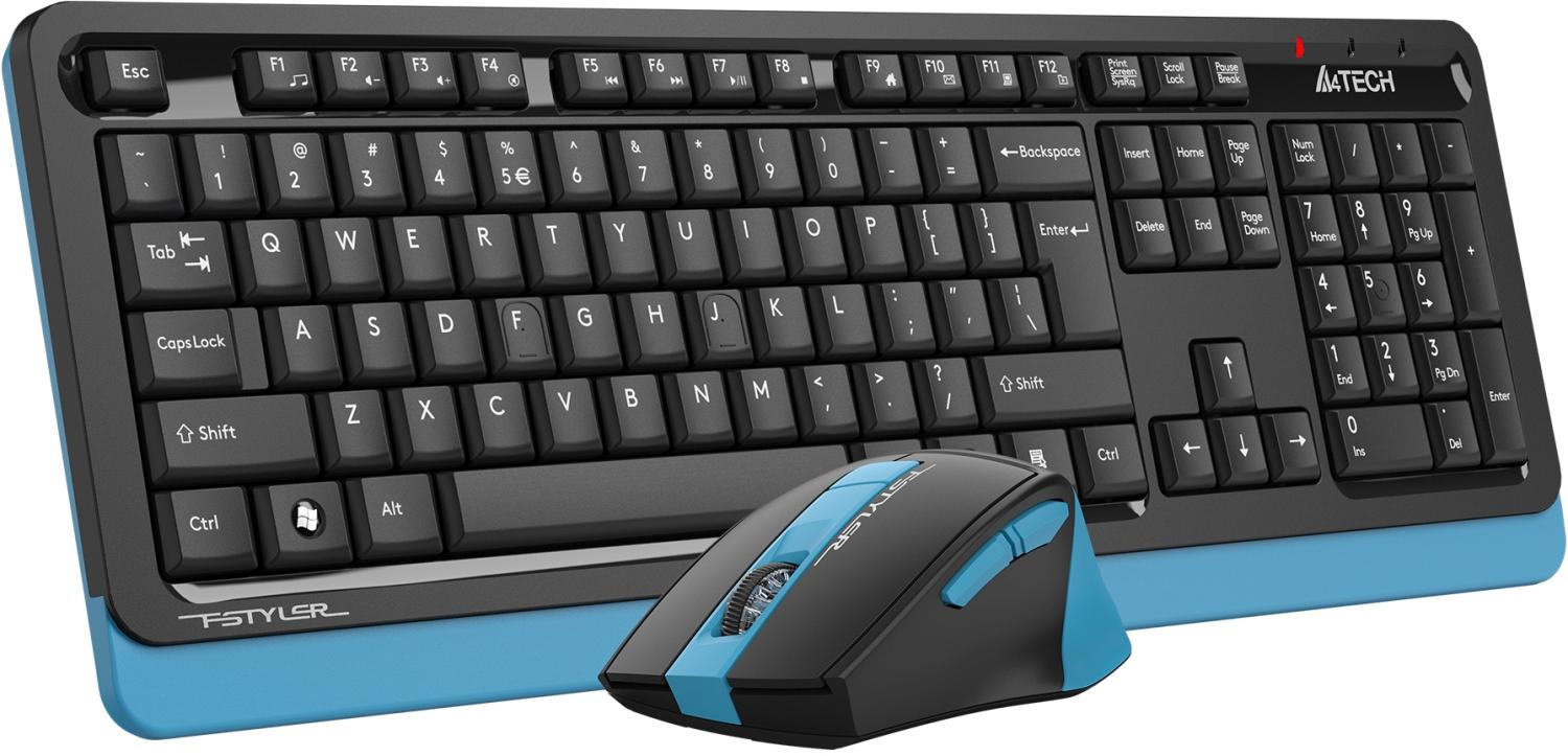 Клавиатура + мышь A4Tech Fstyler FG1035 клав:черный/синий мышь:черный/синий USB беспроводная Multimedia (FG1035 NAVY BLUE)