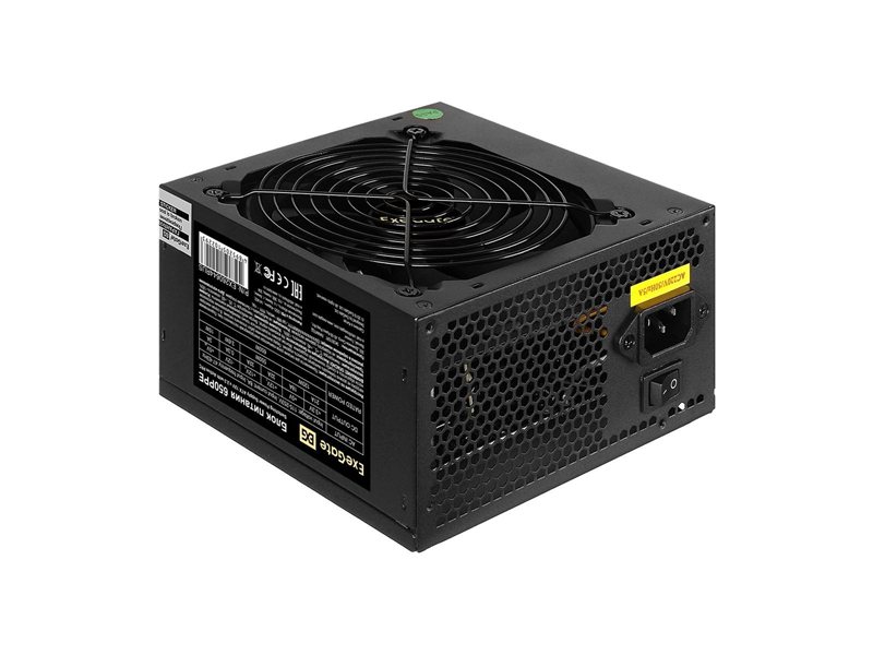 Exegate EX260644RUS Блок питания 650W Exegate 650PPE, ATX, black, APFC, 12cm, 24p+4p, PCI-E, 5*SATA, 3*IDE, FDD