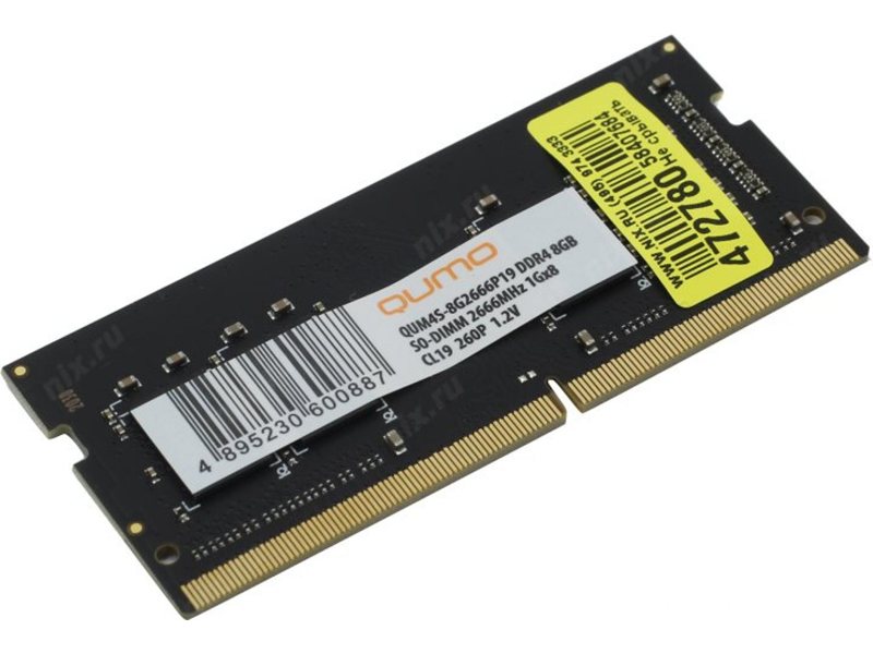 QUMO DDR4 SODIMM 8GB QUM4S-8G2666P19 PC4-21300, 2666MHz OEM/RTL