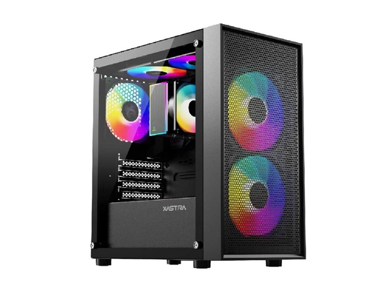 XASTRA Корпус A305M 3FRGB Black mATX/Mesh/ tempered glass / 2x140mm + 1x120mm FRGB fans/ A305M-2FC14F-1FC12F
