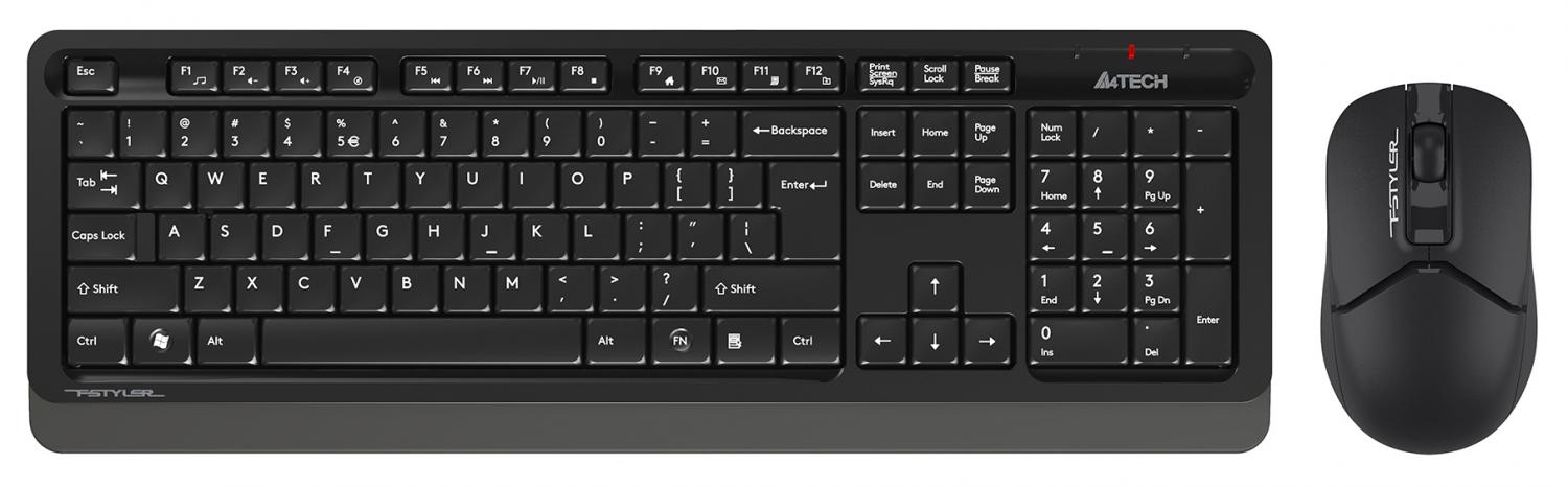 Клавиатура + мышь A4Tech Fstyler FG1012 клав:черный/серый мышь:черный USB беспроводная Multimedia (FG1012 BLACK)