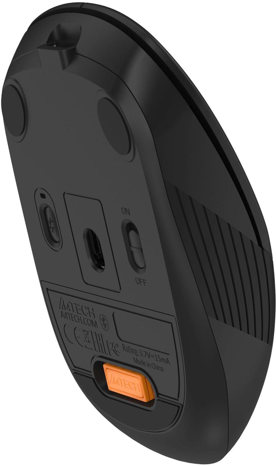 Мышь A4Tech Fstyler FB10CS черный оптическая 2000dpi silent беспров. BT/Radio USB 4but (FB10CS USB STONE BLACK)