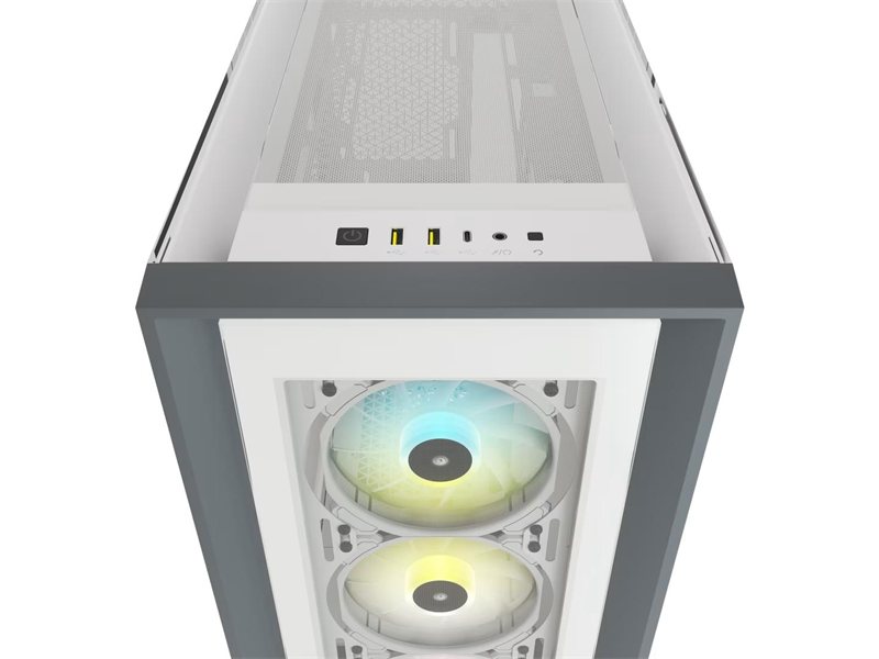 Корпус без блока питания/ Case Corsair iCUE 5000X RGB, Midi-Tower, TG, 3x120mm RGB, 2xUSB-A 3.2, 1xUSB 3.2 Type-C, E-ATX, ATX, mATX, mITX White
