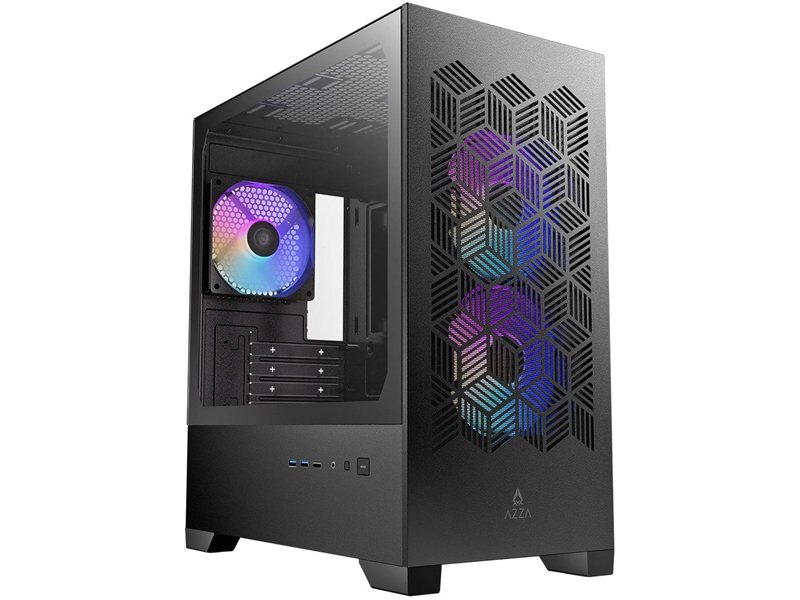 Корпус Azza AEROHEX-M черный без БП mATX 8x120mm 2x140mm 1xUSB2.0 2xUSB3.0 audio bott PSU