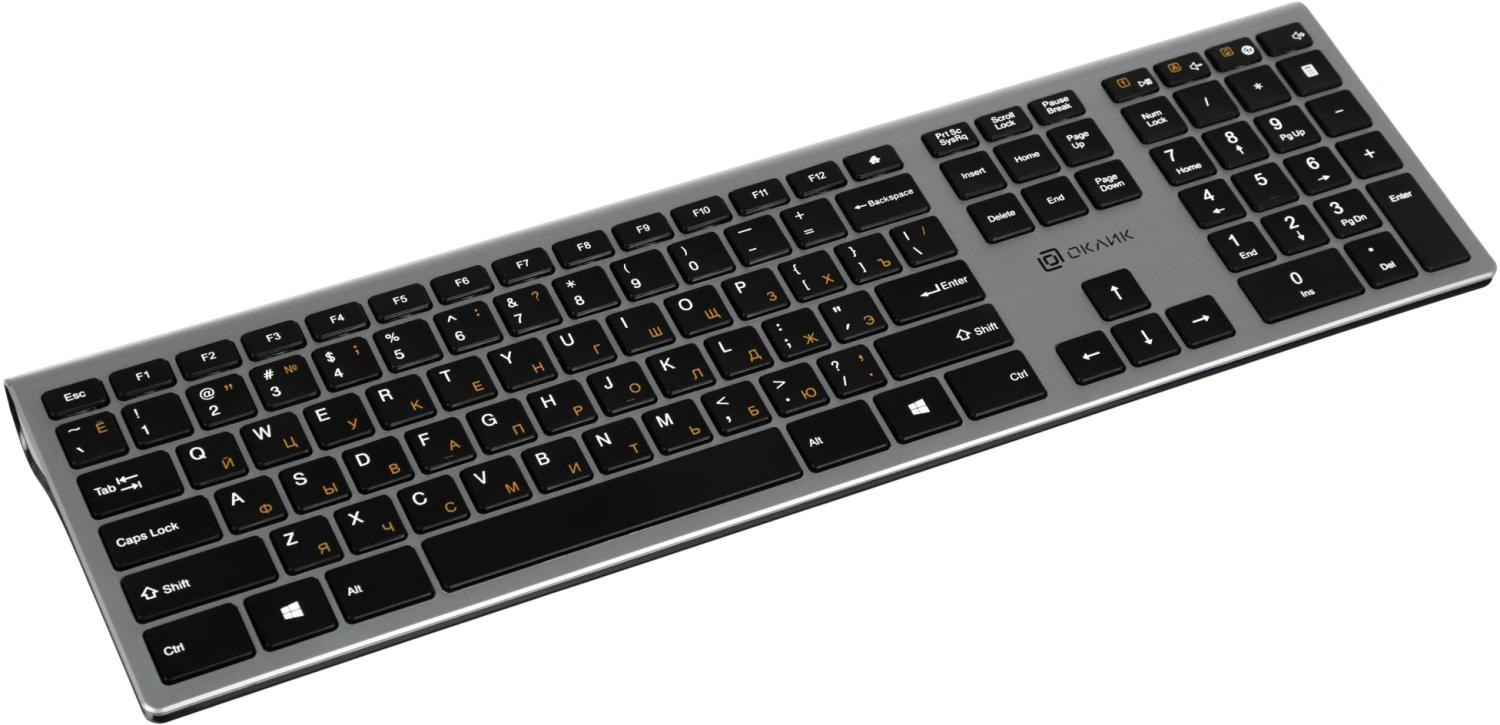 Клавиатура Оклик 890S серый USB беспроводная slim (1196549)