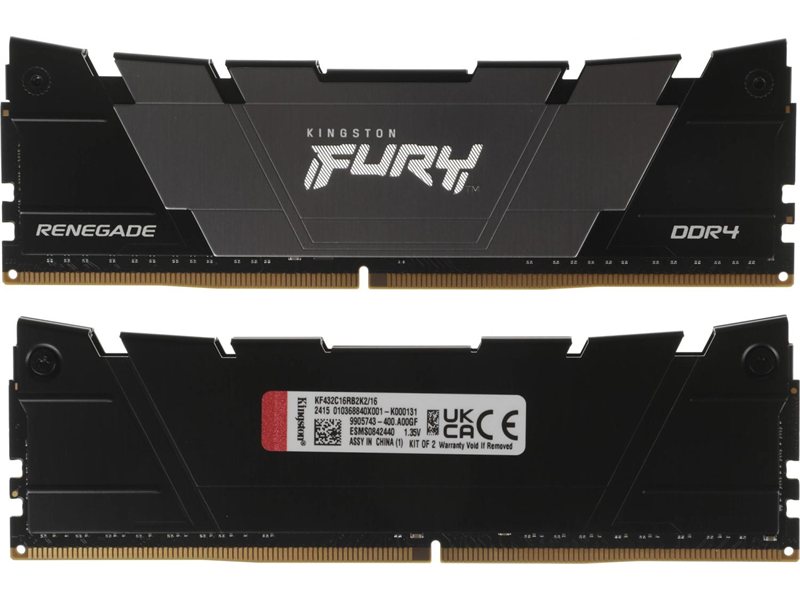 Память DDR4 2x8GB 3200MHz Kingston KF432C16RB2K2/16 Fury Renegade Black RTL Gaming PC4-25600 CL16 DIMM 288-pin 1.35В kit dual rank с радиатором Ret