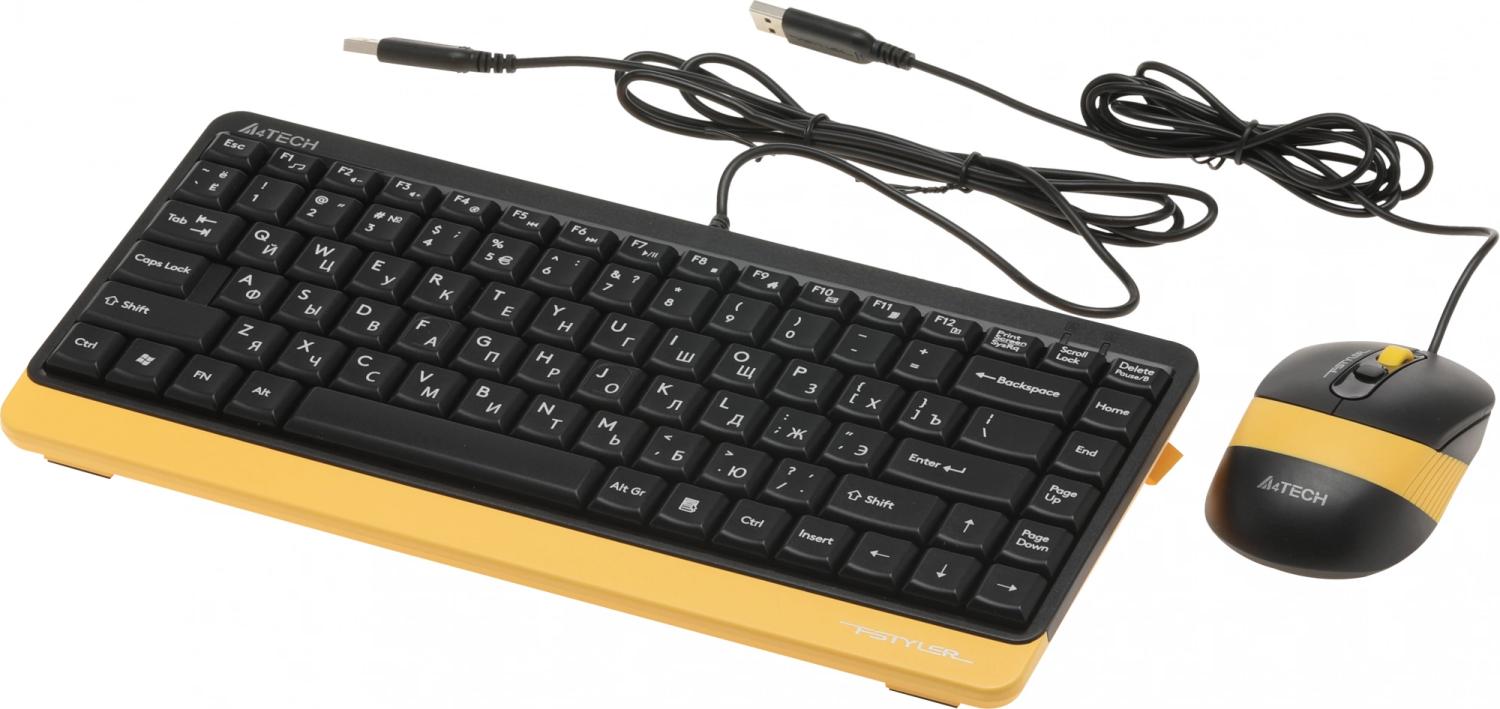Клавиатура + мышь A4Tech Fstyler F1110 клав:черный/желтый мышь:черный/желтый USB Multimedia (F1110 BUMBLEBEE)