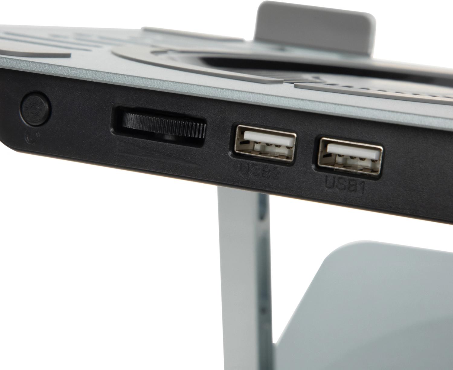 Подставка для ноутбука Digma D-NCP170-1xRGB110-360 17" 240x230x50мм 28дБ 2xUSB 1x 110ммFAN 940г Fan-control алюминий серый
