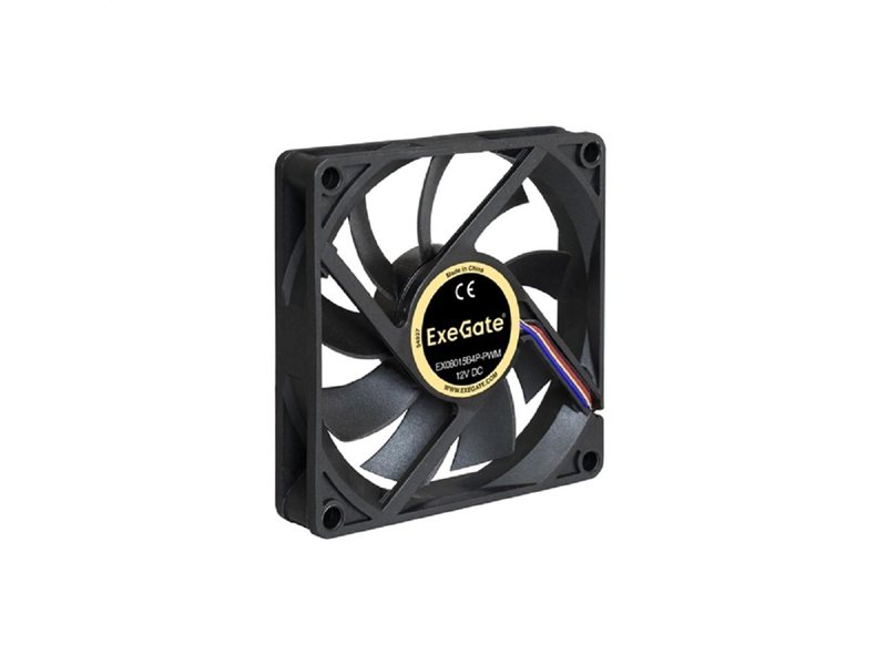 Exegate EX288924RUS Вентилятор ExeGate EX08015B4P-PWM (80x80x15 мм, 2-Ball (двойной шарикоподшипник), 4pin, PWM, 24dBA)