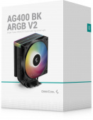 Устройство охлаждения(кулер) Deepcool AG400 Bk V2 ARGB Soc-AM5/AM4/1200/1700/1851 черный 4-pin 31.6dB Al+Cu 220W 643gr Ret (R-AG400-BKAMMN-GJD)