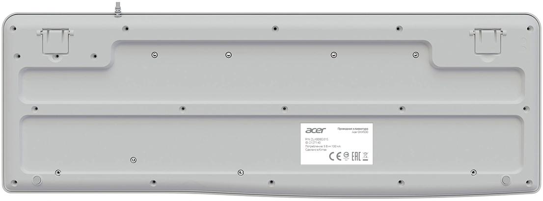 Клавиатура Acer OKW500 белый USB Multimedia (ZL.KBDEE.01S) кабель 1.8м