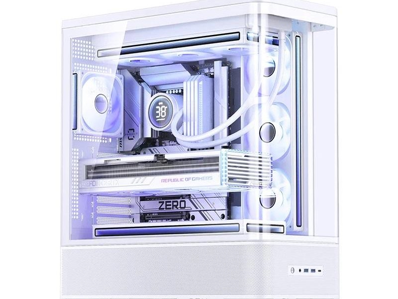 Корпус без блока питания/ Case JONSBO TK-5, Midi-Tower, TG, no fan, 2xUSB-A 3.0 + 1xUSB-C 3.2, ATX, mATX, mITX White