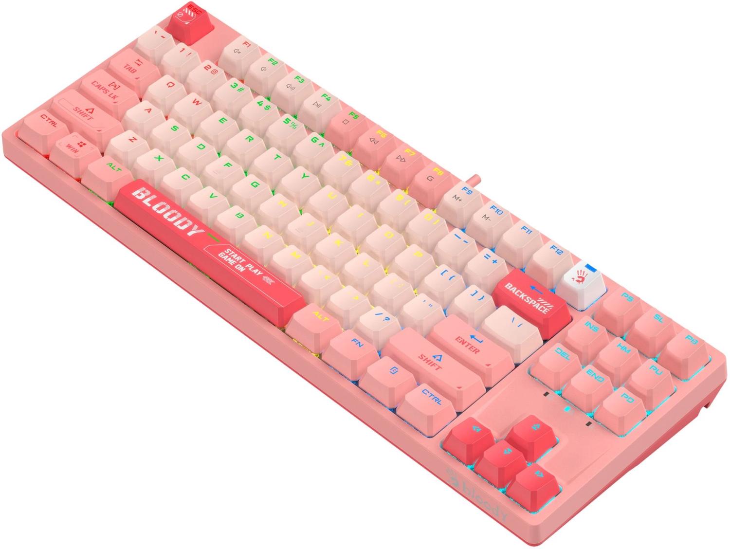Клавиатура A4Tech S87 Energy механическая розовый USB for gamer LED (S87 USB ENERGY PINK) кабель 1.8м