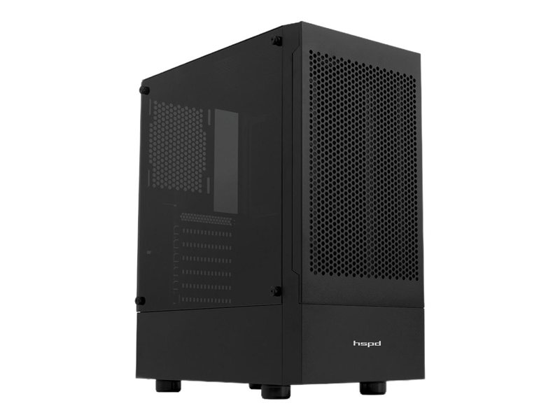 Корпус без блока питания/ Case HSPD M540, Mesh Mid Tower, Black, TG, 0.45 SPCC, no fans, ATX, mATX, mITX, 160/300/150mm, 2x2.5", 2x3.5", 7xPCI, 1xUSB-A 3.0, 2xUSB-A 2.0, 365x216x405mm