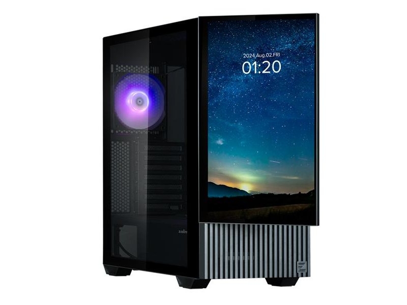 корпус ZALMAN Z10 DS, ATX, BLACK, WINDOW, built-in 15.6-inch FHD display, 2x3.5", 2x2.5", 2xUSB3.0, 1xUSB 3.1 Type-C, FRONT 2x120mm, REAR 1x120mm ARGB