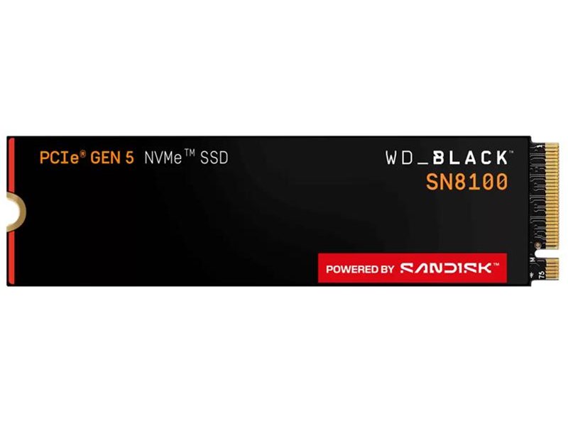 Твердотельный накопитель Western Digital Black SN8100 SSD M2.2280 PCIe 5.0 1Tb, 14900MBs/14000MBs, TBW 1200, WDS100T1X0M, 1 year
