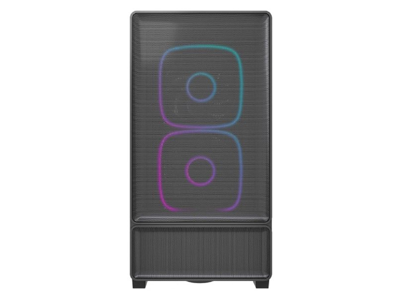 Powercase Корпус AX5, Black, TG, Type-C, 2x 140mm +3x 120mm ARGB PWM Fans, ARGB+PWM HUB, Nylon filters, чёрный, ATX (CJXA-A5)