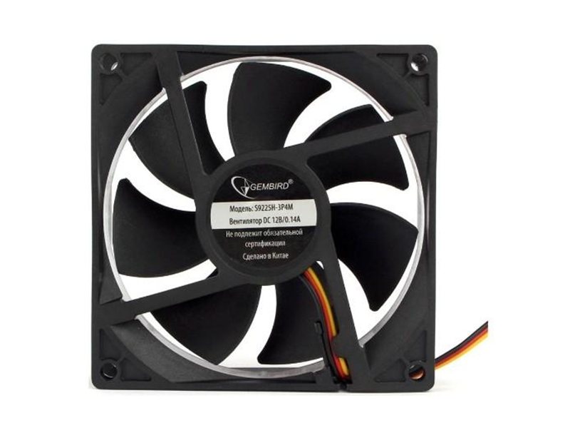 Gembird Вентилятор 92x92x25 гидродинамический тихий 3 pin/4pin Molex провод 30 см [S9225H-3P4M]