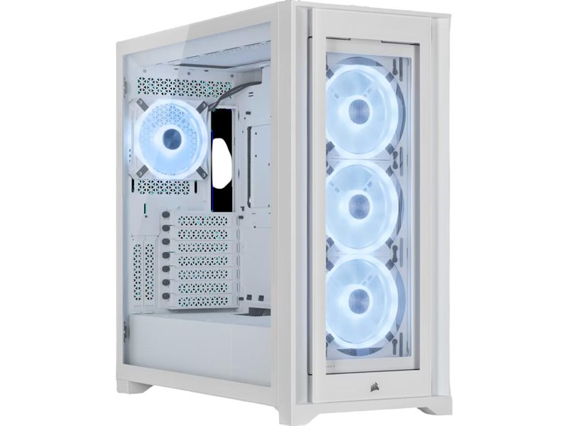 Корпус без блока питания/ Case Corsair iCUE 5000X RGB QL Edition, Midi-Tower, TG, 4x120mm RGB, 2xUSB-A 3.2, 1xUSB 3.2 Type-C, E-ATX, ATX, mATX, mITX White
