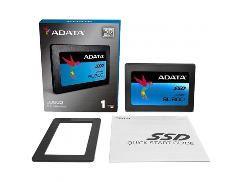 Твердотельный накопитель SSD ADATA Ultimate SU800 ASU800SS-512GT-C 512GB 2.5" Client SATA 6Gb/s, 560/520, IOPS 85/85K, MTBF 2M, 3D V-NAND TLC, 400TBW, Adapter 2.5" (7mm to 9.5mm), Retail (967267)