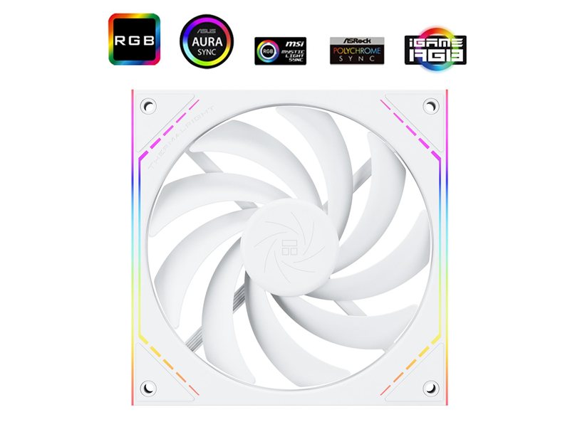 Кулер для корпуса/ Case Cooler Thermalright TL-M14W (140x144x25mm, 4-pin PWM, ARGB, 88.75CFM, 23.7dBA, 1500RPM, White)