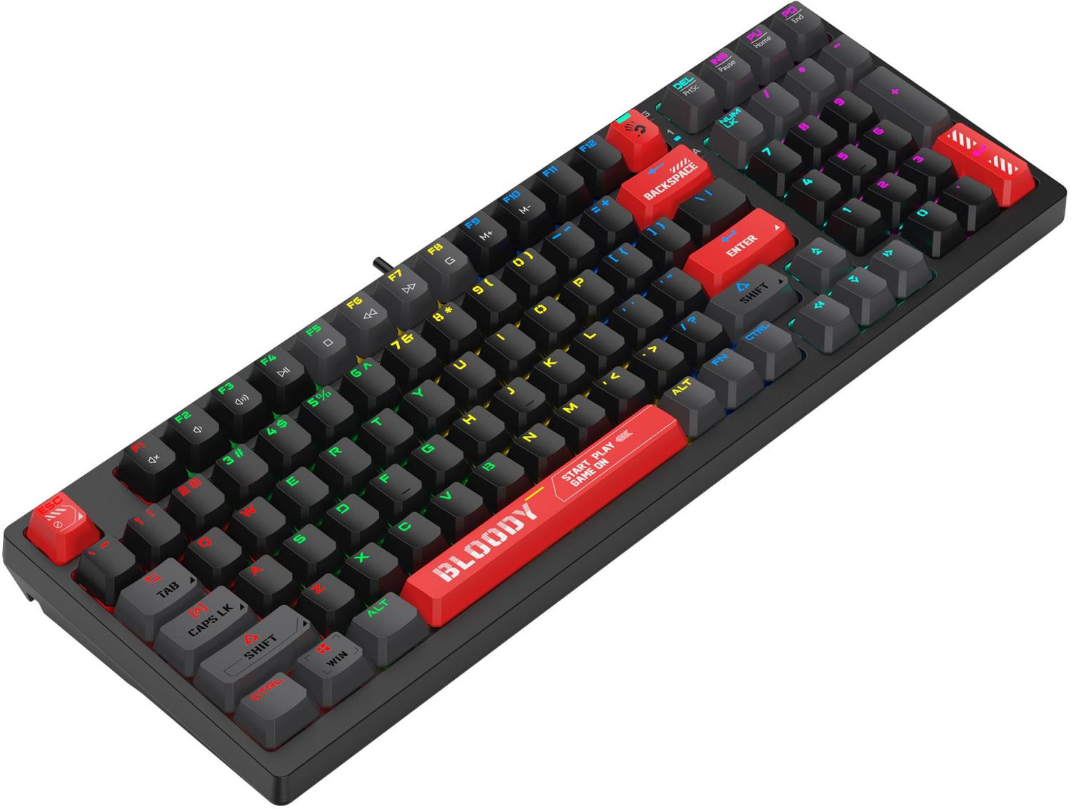 Клавиатура A4Tech S98 механическая красный/красный USB for gamer LED (S98 RED) кабель 1.8м