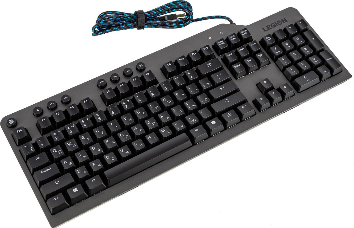 Клавиатура Lenovo K500 RGB механическая черный USB Multimedia for gamer LED (подставка для запястий) (GY40T26479) кабель 1.8м