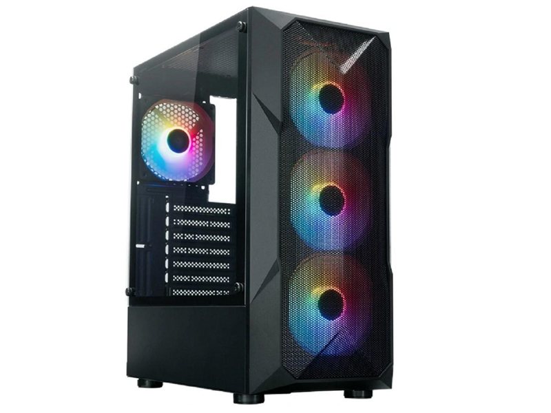 XASTRA Корпус  A304 4FRGB Black ATX/Mesh/half-size TG/4x120mm FRGB FC fans/ A304-4FC12F