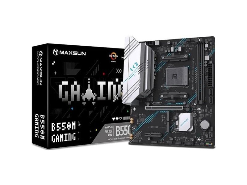 MAXSUN MS-B550M GAMING WIFI (Socket AM4, mATX, 2*DDR4, VGA/HDMI, 2*SATA3, 2*M.2, 1*PCIEx16/1*PCIEx4, 4*USB 2.0, 2*USB 3.2 Gen1, Wi-Fi 5,  LAN 1*1G, RTL)