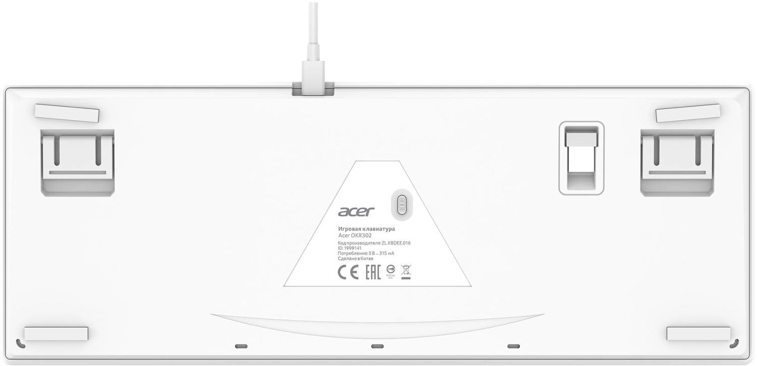 Клавиатура Acer OKR302 механическая белый USB беспроводная BT/Radio for gamer LED (ZL.KBDEE.016) кабель 1.6м