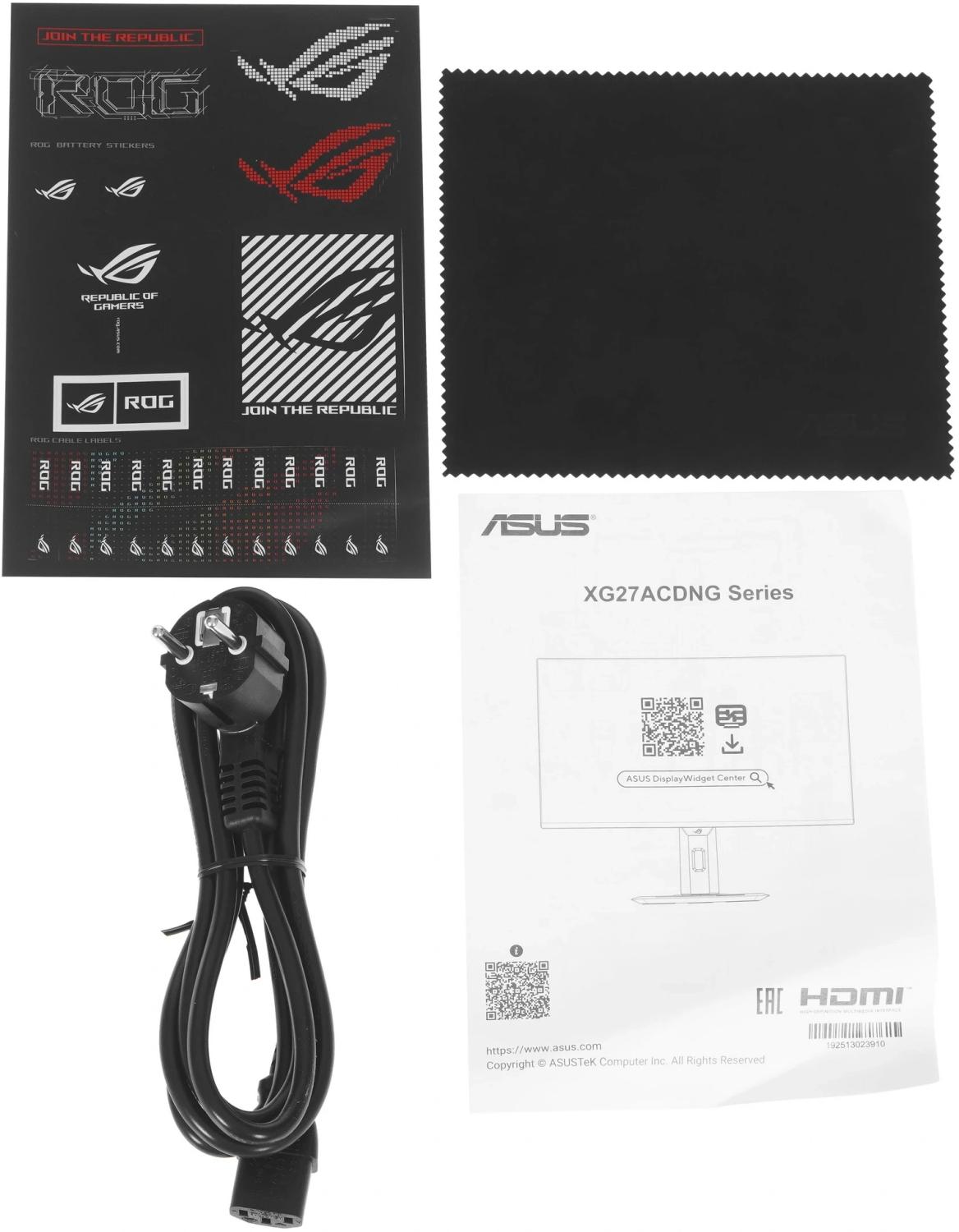 Монитор Asus 26.5" ROG Strix XG27ACDNG черный QD OLED LED 16:9 HDMI глянцевая HAS Piv 450cd 178гр/178гр 2560x1440 360Hz FreeSync Premium Pro DP 2K USB 7.44кг