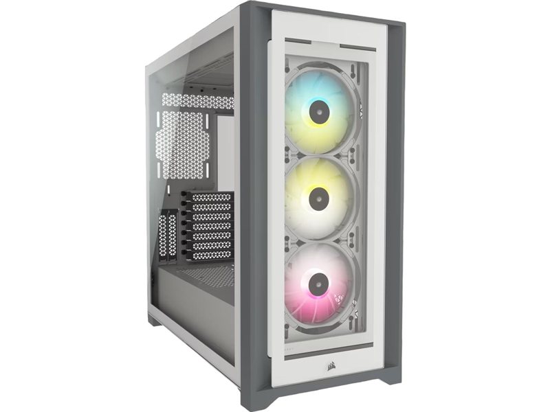 Корпус без блока питания/ Case Corsair iCUE 5000X RGB, Midi-Tower, TG, 3x120mm RGB, 2xUSB-A 3.2, 1xUSB 3.2 Type-C, E-ATX, ATX, mATX, mITX White