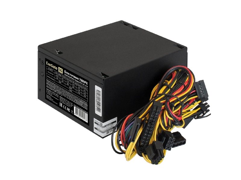 Exegate EX259605RUS Блок питания 700W Exegate 700NPX, ATX, black, 12cm fan, 24p+(4+4)p, 6/8p PCI-E, 4*SATA, 2*IDE, FDD
