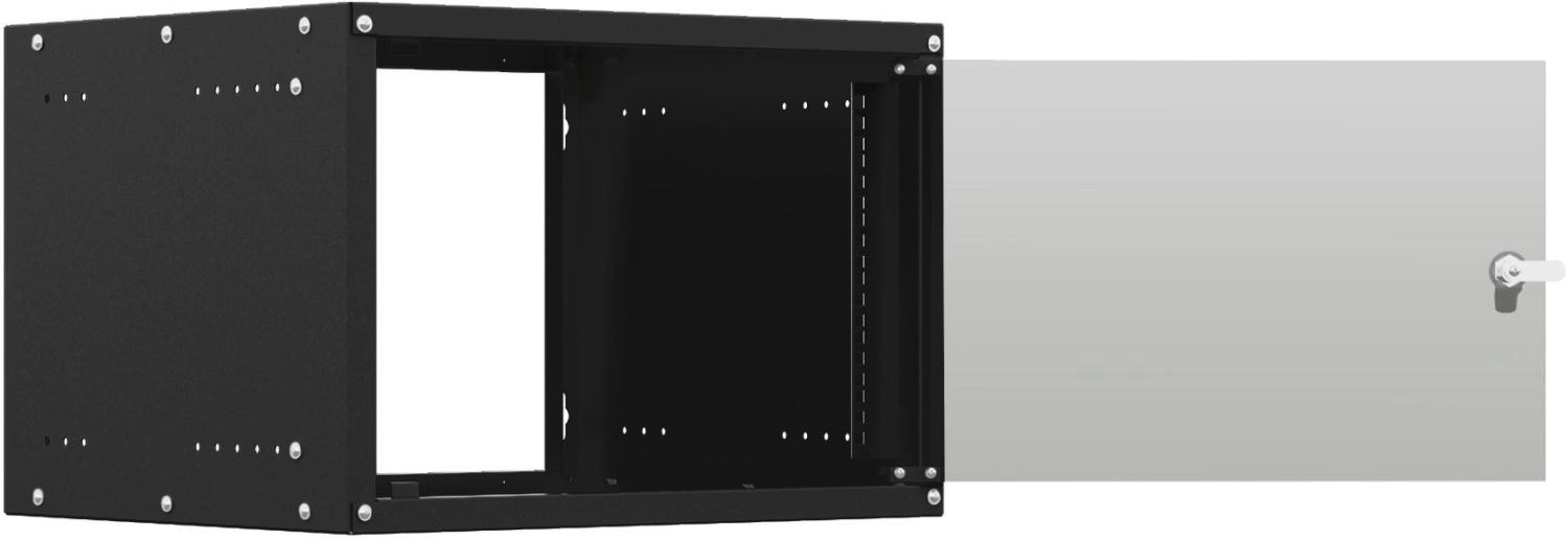 Шкаф коммутационный NTSS Lime (NTSS-WL9U5545GS-BL) настенный 9U 550x450мм пер.дв.стекл несъемн.бок.пан. 30кг черный 370мм 12кг 110град. 500мм IP20 сталь