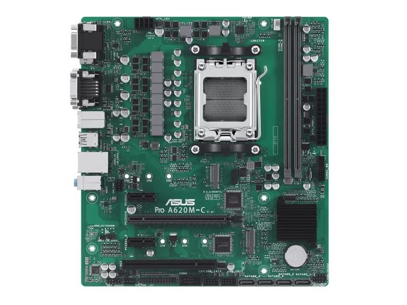 Материнская плата ASUS PRO A620M-C-CSM, AM5, A620, 2*DDR5, 4*SATA, 2*M.2, 2*USB 3.2, 3*USB 2.0, Type-C, 1*COM port, 2*PCIx16, 2*PCIx1, DP+HDMI+DVI-D+VGA, mATX; 90MB1F80-M0EAYC
