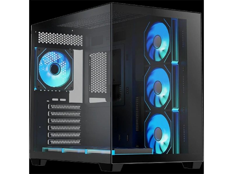 XASTRA QW500 7ARGB-C10-UC Black ATX/Aquarium/Screewless/7x120mm ARGB PWM FM fans/Argb+PWM HUB 10port/Type-C/ QW500-7FM12A-C10-UC