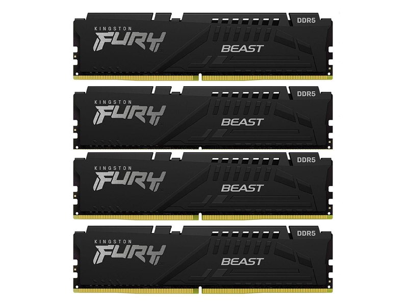 Память оперативная/ Kingston 128GB 5600MT/s DDR5 CL40 DIMM (Kit of 4) FURY Beast Black XMP